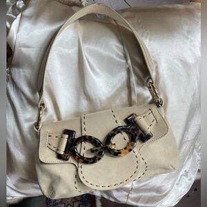 ALBERTA FERRETTI Made in Italy Shoulder Bag with Tortoise Accents